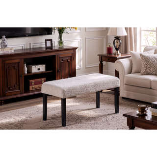 Sunvega Modern Upholstered Dining Bench with Soft Fabric Seat and Tapered Black Wood Legs