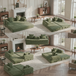 Sunvega Foldable Compressible Sofa with Metal Frame and Cushions for Small Spaces