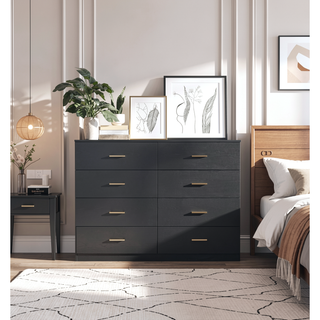 Sunvega Modern 8-Drawer Dresser with Golden Handles for Bedroom Ample Storage