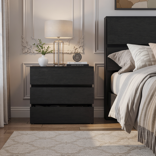 Sunvega 3 Drawer Chest of Drawers with Metal Rails for Bedroom Storage