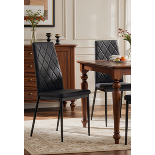 Sunvega PU Leather Diamond Shaped Dining Chairs Set Of Four For Family Meals