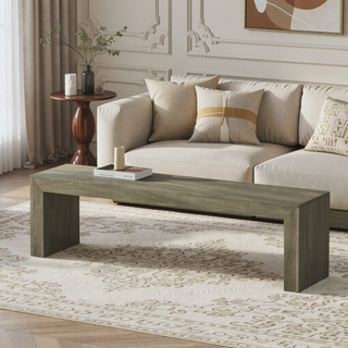 Sunvega Farmhouse Style Acacia Wood Dining Bench with Complementing Finish for Dining Room