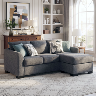 Sunvega Modern Sleeper Sectional Sofa with Chaise and Reversible Cushions