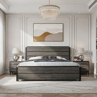 Sunvega Ioana Antique Grey Finish 3-Piece Wood Bedroom Set with Two Nightstands