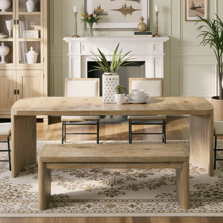 Sunvega Modern Contemporary Upholstery Bench with Rounded Corners in Oak Finish