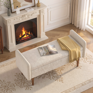 Sunvega Modern Velvet Storage Stool with Hidden Space for Living Room Bedroom