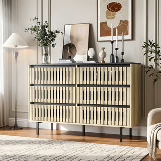 Sunvega Modern Minimalist Six Drawer Storage Cabinet with Two-Tone Design