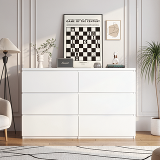 Sunvega 6 Drawer Storage Cabinet with Handless Design for Bedroom Hallway Living Room