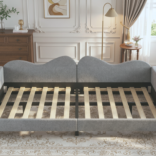 Sunvega Full Size Upholstered Daybed with Cloud Shaped Backrest and Sherpa Fabric