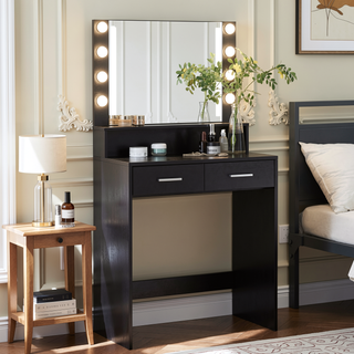 Sunvega Hollywood Style Vanity Desk with Mirror and 11 Lights 3 Modes Large Drawer for Bedroom
