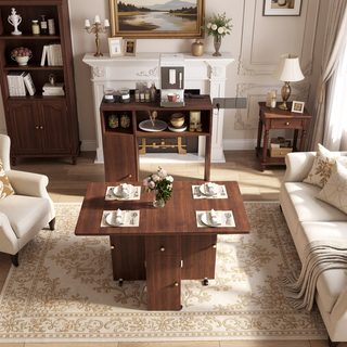 Sunvega Multifunctional Folding Dining Table with Wall-Mounted Sideboard and Storage