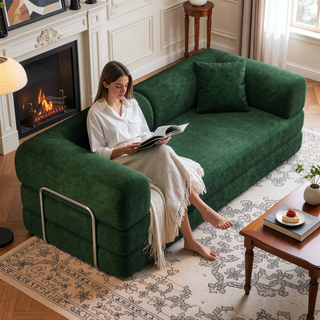Sunvega Modular Sectional Sofa Bed with Pillow Back Support Armrest in Corduroy Fabric