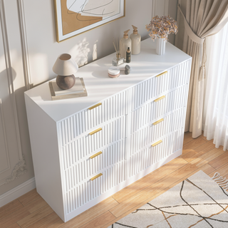 Sunvega Modern Wavy Pattern 6-Drawer Dresser with Ample Storage for Bedroom