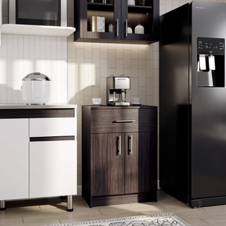 Sunvega Black Multistorage Pantry Cabinet with One Drawer and Two Shelves