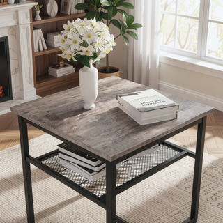 Sunvega Foldable Counter Height Bar Table Set with 2 Stools and Iron Frame