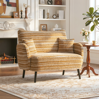 Sunvega Modern Two-Seater Sofa with Tufted Backrest and Convenient Side Storage Pockets