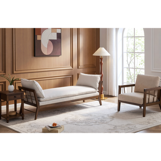 Sunvega Queen Upholstered Pleated Bed in a Box with Sturdy Dark Brown Frame