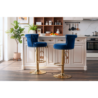 Sunvega Velvet 360 ° Rotating Bar Chair with Soft Pillow and Adjustable Height for Kitchen