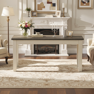 Sunvega Farmhouse Dining Table Set with Dogwood Bark and Blossom Colors