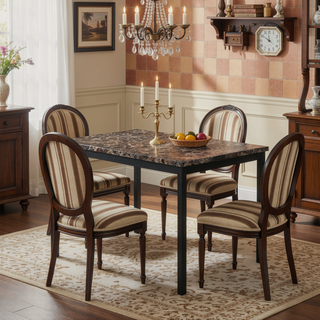 Sunvega Faux Marble Top Metal Frame Dinette Table with Exceptional Durability