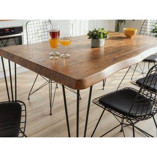 Sunvega Elegant Solid Wood Dining Table for 4-6 People with Natural Grain