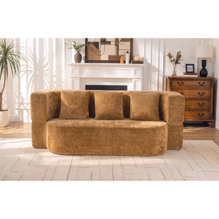 Sunvega Chenille Fabric Convertible Sofa Bed with High-Density Rebound Sponge for Living Room