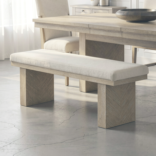 Sunvega Modern Farmhouse Plinth Base Bench with English Dovetail Natural Finish