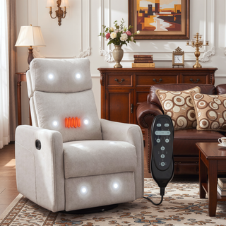 Sunvega Fabric Swivel Rocker Recliner Chair with Massage and Lumbar Heat for Living Room