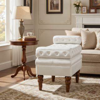 Sunvega Upholstered Tufted Velvet Bench with Wooden Legs for Bedroom or Living Room