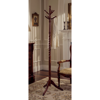 Sunvega 71.5 Inches Tall Cherry Wood Twist Tree Shape Coat Rack with Hooks