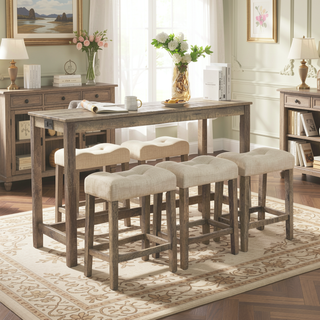 Sunvega 4 Piece Bar Table Set with USB Outlets and Padded Stools for Living Room