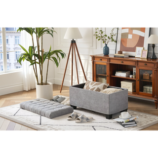 Sunvega Storage Ottoman Bench with Legs for Living Room Bedroom Entryway
