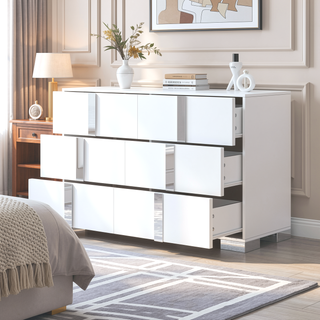 Sunvega Elegant Gray Nightstand with 2 Drawers and Metal Foot for Bedroom
