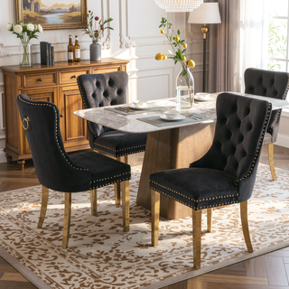 Sunvega Modern High-end Tufted Velvet Upholstered Dining Chair with Chrome Legs and Nailhead Trim