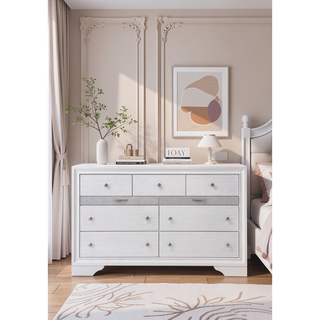 Sunvega Chic Nightstand with Textured Surface and Jewelry Drawer for Bedroom