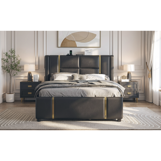 Sunvega Modern Nightstand with 2 Spacious Drawers and Marble-Pattern Tabletop