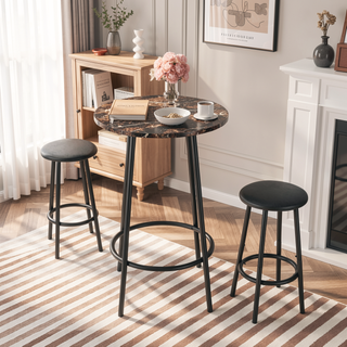 Sunvega Foldable Counter Height Bar Table Set with 2 Stools for Kitchen