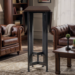 Sunvega Modern Driness Drop Leaf Table with Dark Tobacco Finish for Small Spaces