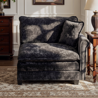 Sunvega Modern Green Chenille Fabric Cloud Sofa with Adjustable Backrest for Living Room