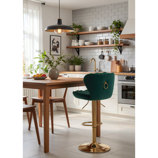 Sunvega Set of 2 Swivel Bar Stools with Chrome Footrest and Adjustable Height