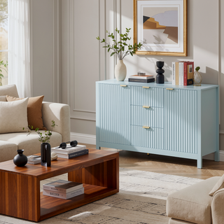 Sunvega Sideboard with Artistic Wave Design and Adjustable Shelves for Living Room