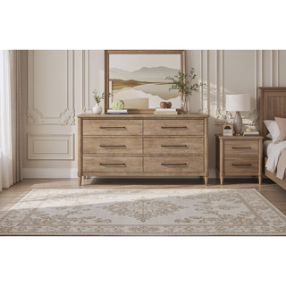 Sunvega Sand Finish 6 Drawer Dresser with Cedar and Felt Lined Storage