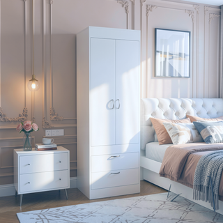 Sunvega Alabama Armoire with Large Cabinet and Two Bottom Drawers