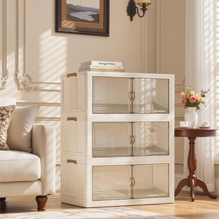 Sunvega Stackable Storage Bins with Front Access Doors for Bedroom Clothes