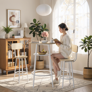 Sunvega Foldable Counter Height Bar Table Set with 2 Stools for Kitchen