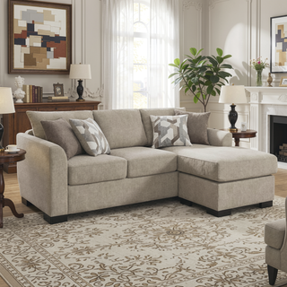 Sunvega Modern Sleeper Sectional Sofa with Chaise and Reversible Cushions