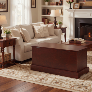 Sunvega Warm Brown Rectangular Cedar Chest with Lock for Secure Storage and Home Decor