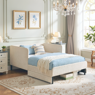 Sunvega Twin Size Upholstered Sofa Bed Frame with 2 Storage Drawers and Velvet