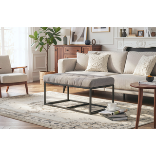Sunvega Storage Ottoman Bench with Legs for Living Room Bedroom Entryway