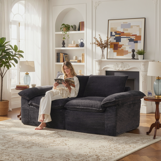 Sunvega Modern Corduroy Cloud Sofa with Comfortable High-Density Sponge for Living Room
